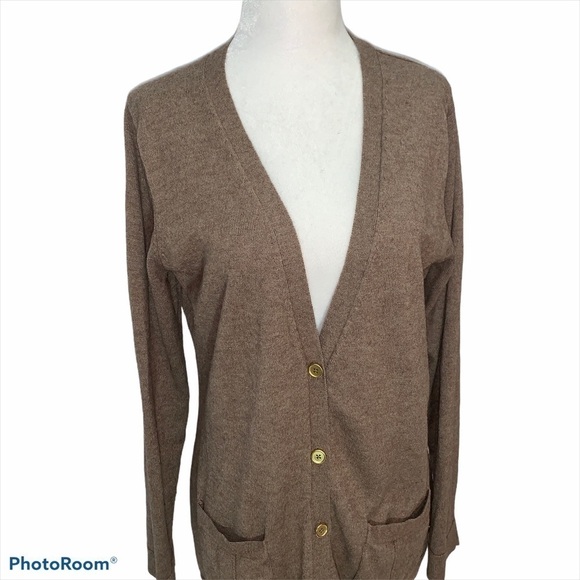 LADY Hathaway V-Neck Brown Grandpa Cardigan Sweater Wool Blend XL - Picture 6 of 10